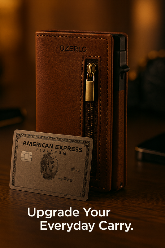 Slidecard wallet- SldieGuard Wallet ozerlo:Best for leather pop-up wallet on the table