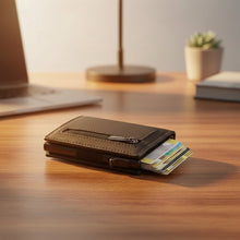 Load image into Gallery viewer, Black wallet with card holder on a white background