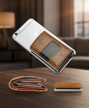 Load image into Gallery viewer, Brown wallet with phone and card holder on a white background