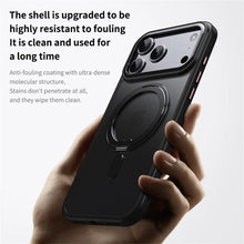 Load image into Gallery viewer, Phone case with anti-fouling coating held by a hand, text about shell resistance to fouling.