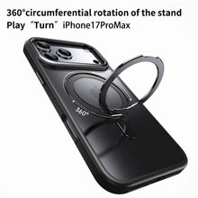 Load image into Gallery viewer, Phone case with a ring stand feature on an iPhone 17 Pro Max, showing 360-degree rotation.
