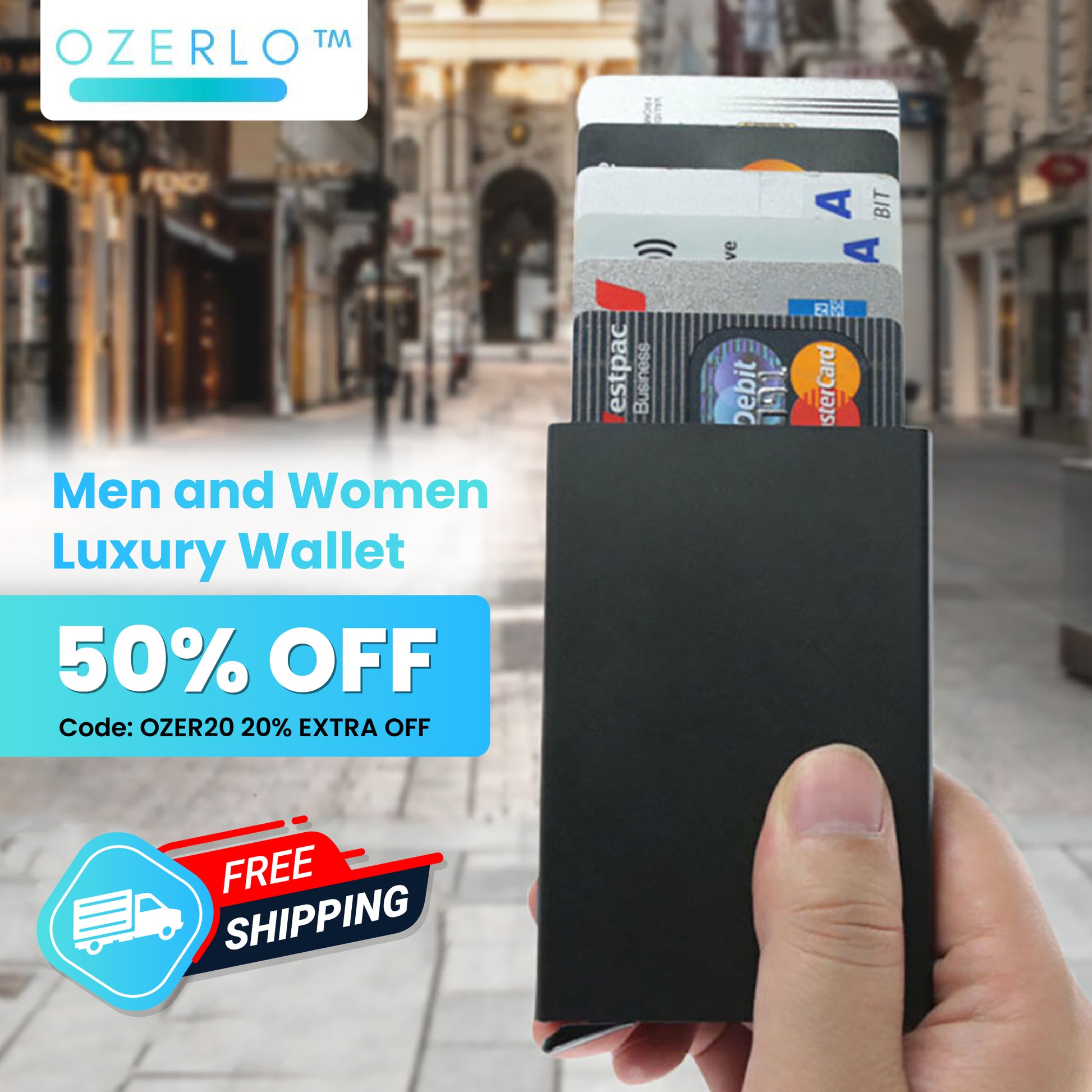 Ozerlo.comOzerlo™ RFID 12-Card Slim Wallet  Video promotion lifestyle